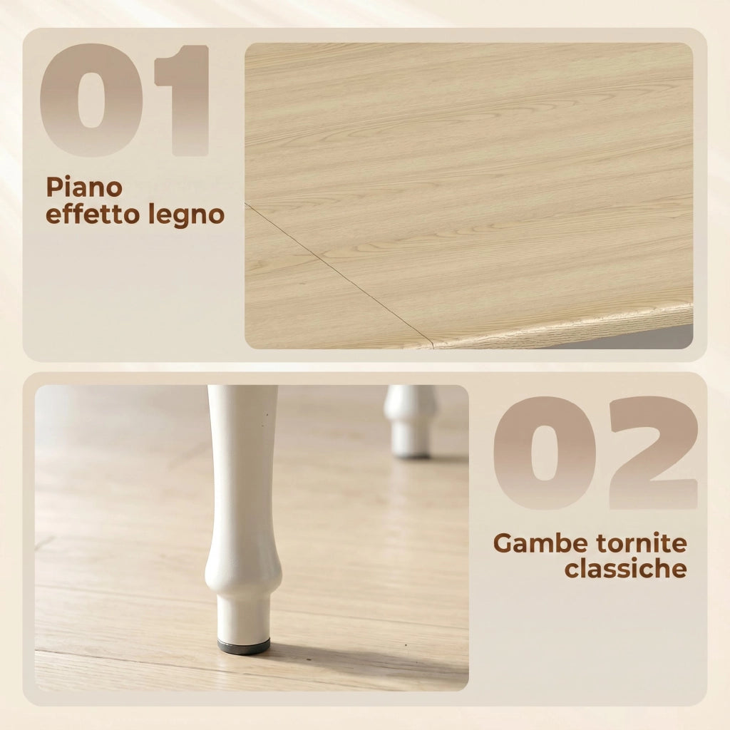 Tavolo Pieghevole da Pranzo Allungabile Legno Naturale ¨C zephmum ¨C 2-6 Persone