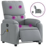 Poltrona | Sedia Relax Reclinabile Massaggio Elettrica Grigio Chiaro Tessuto