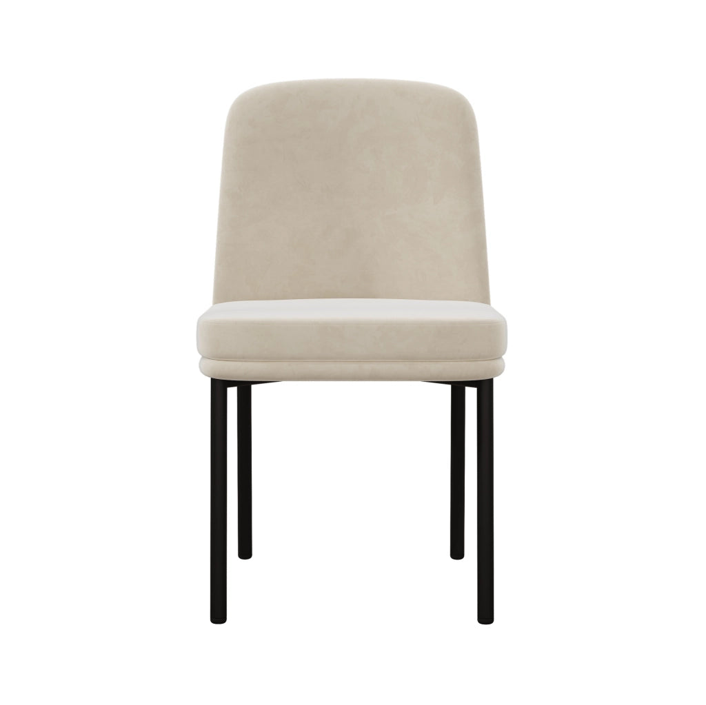 Set di 2 sedie da pranzo beige in velluto