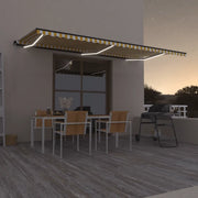 Tenda da Sole Retrattile Manuale LED 600x350 cm Gialla e Bianca cod mxl 43654