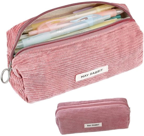 Etui elegante con grande capacità per articoli da ufficio e cosmetici, studenti e adulti (rosa)
