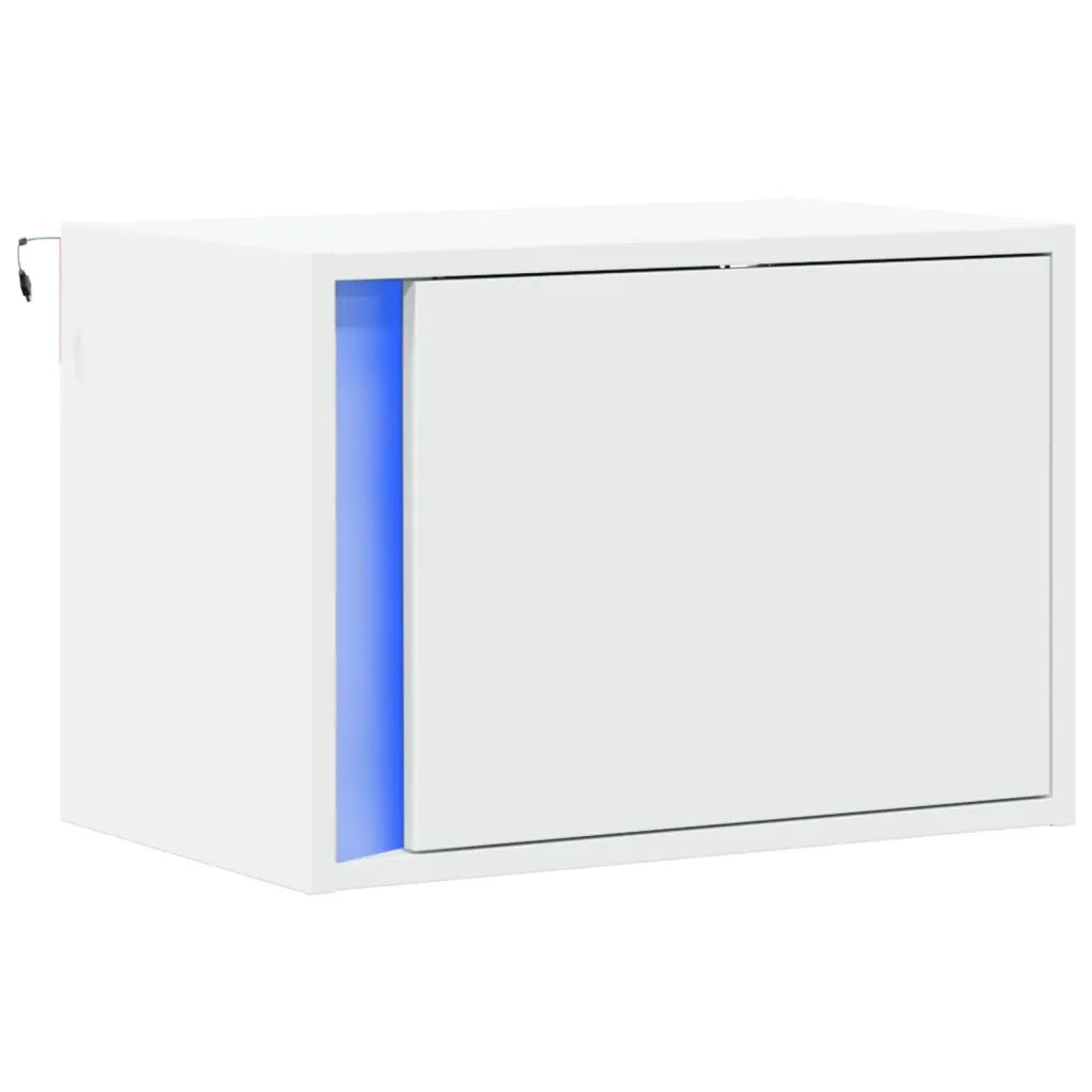 Comodino a Parete con Luci LED Bianco