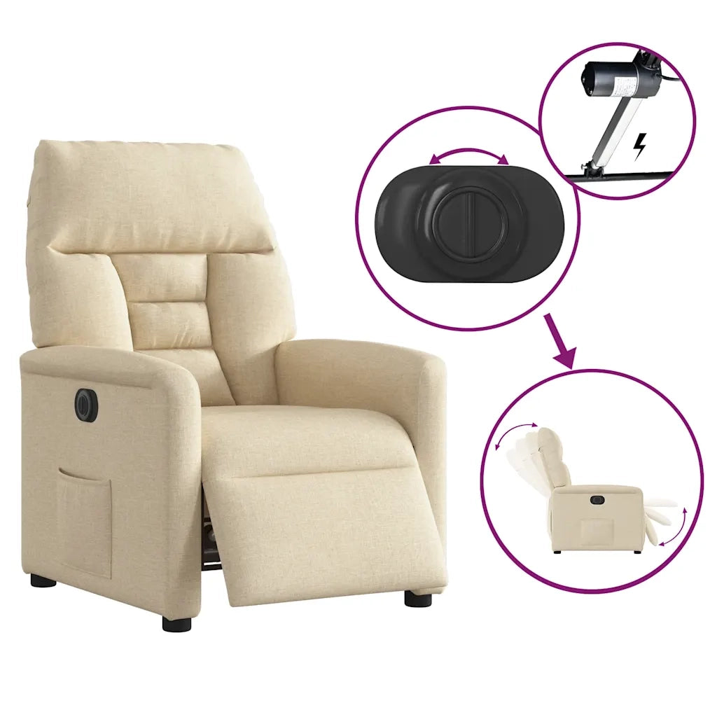 Poltrona Elettrica Reclinabile Crema in Tessuto 3303020