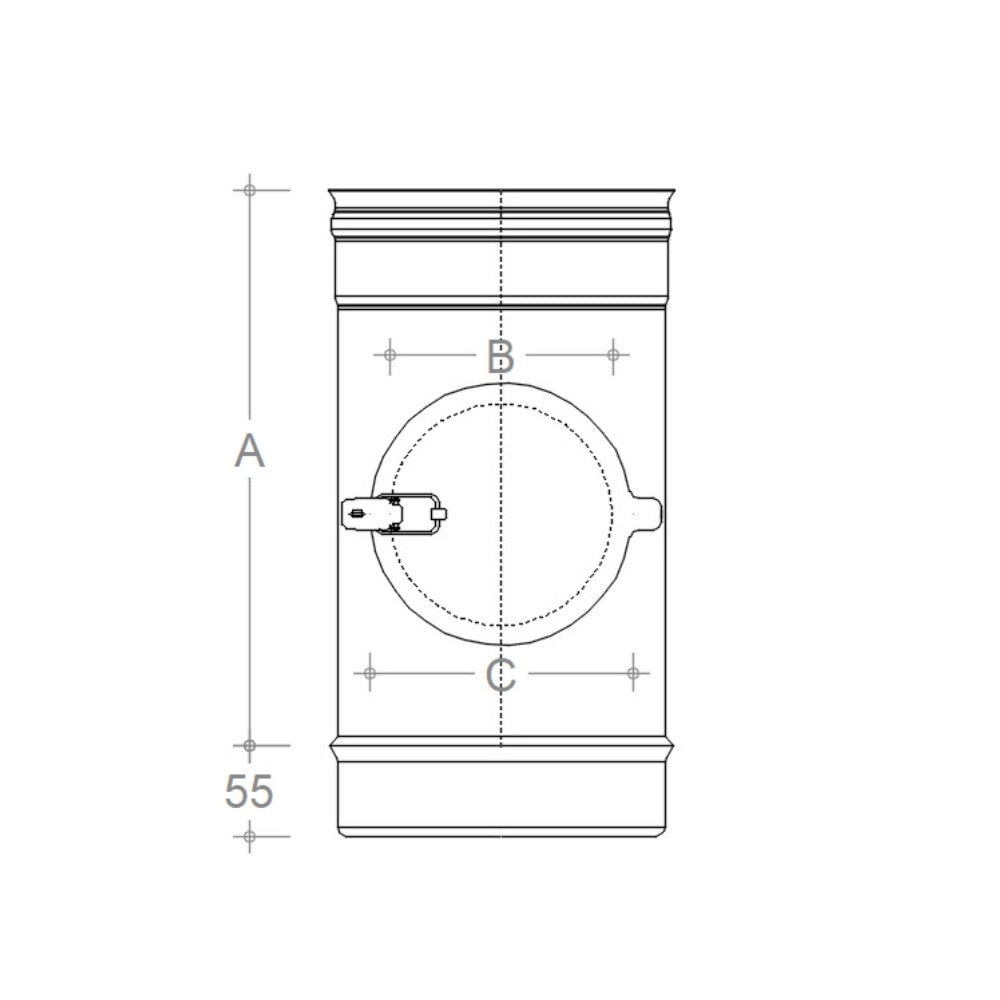 Modulo da 230mm con ispezione aderente in acciaio inox aisi 304