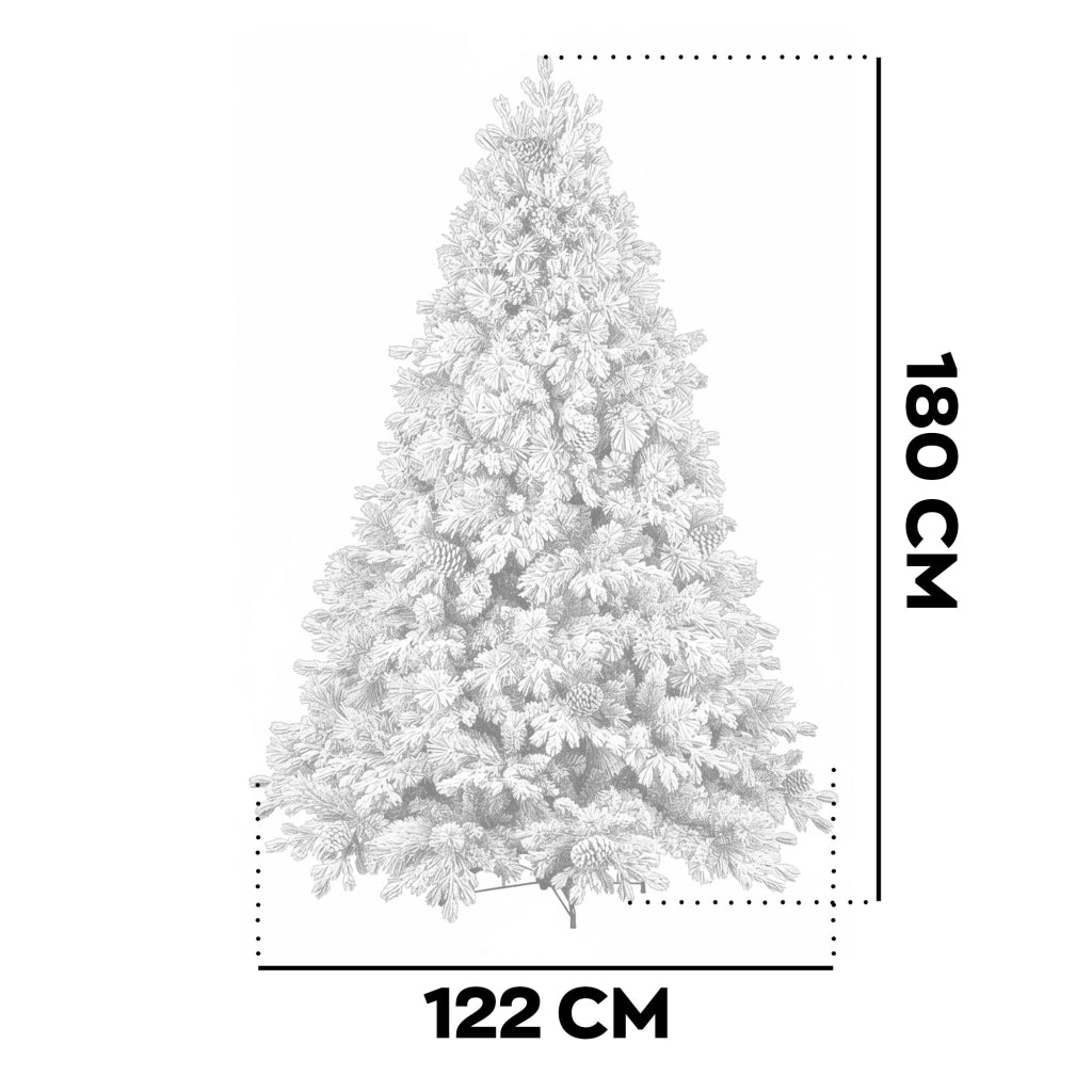 Luna - Albero di Natale con neve e pigne in PE PVC PP ø122x180H cm, 1517 rami