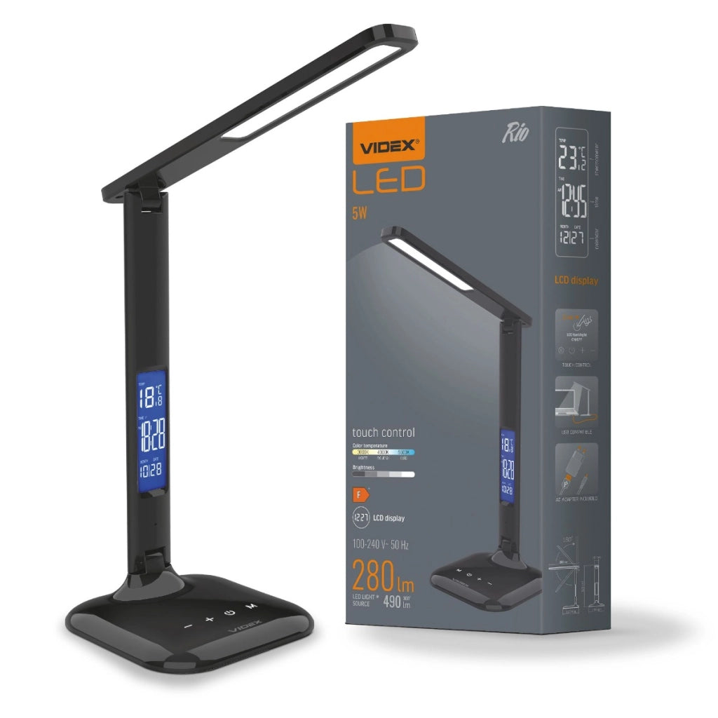 Lampada da scrivania LED 4,5W 490lm touch display Videx