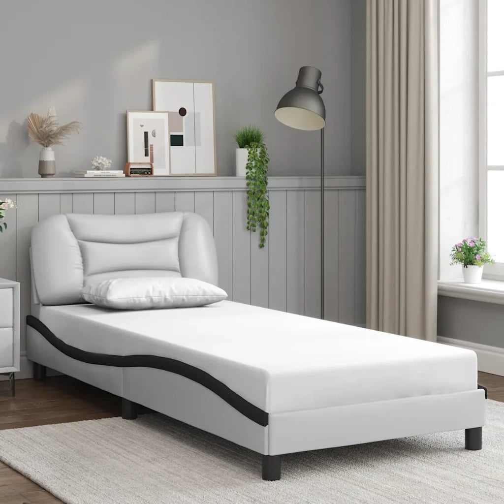 Giroletto con Testiera Bianco e Nero 80x200 cm in Similpellecod mxl 117050