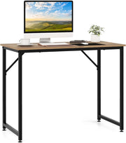 Scrivania per Computer 100 x 50 x 77 cm, Scrivania Moderna e Salvaspazio in Metallo Resistente con Piedini Regolabili, Scrivania Versatile per Casa e Ufficio (Legno)