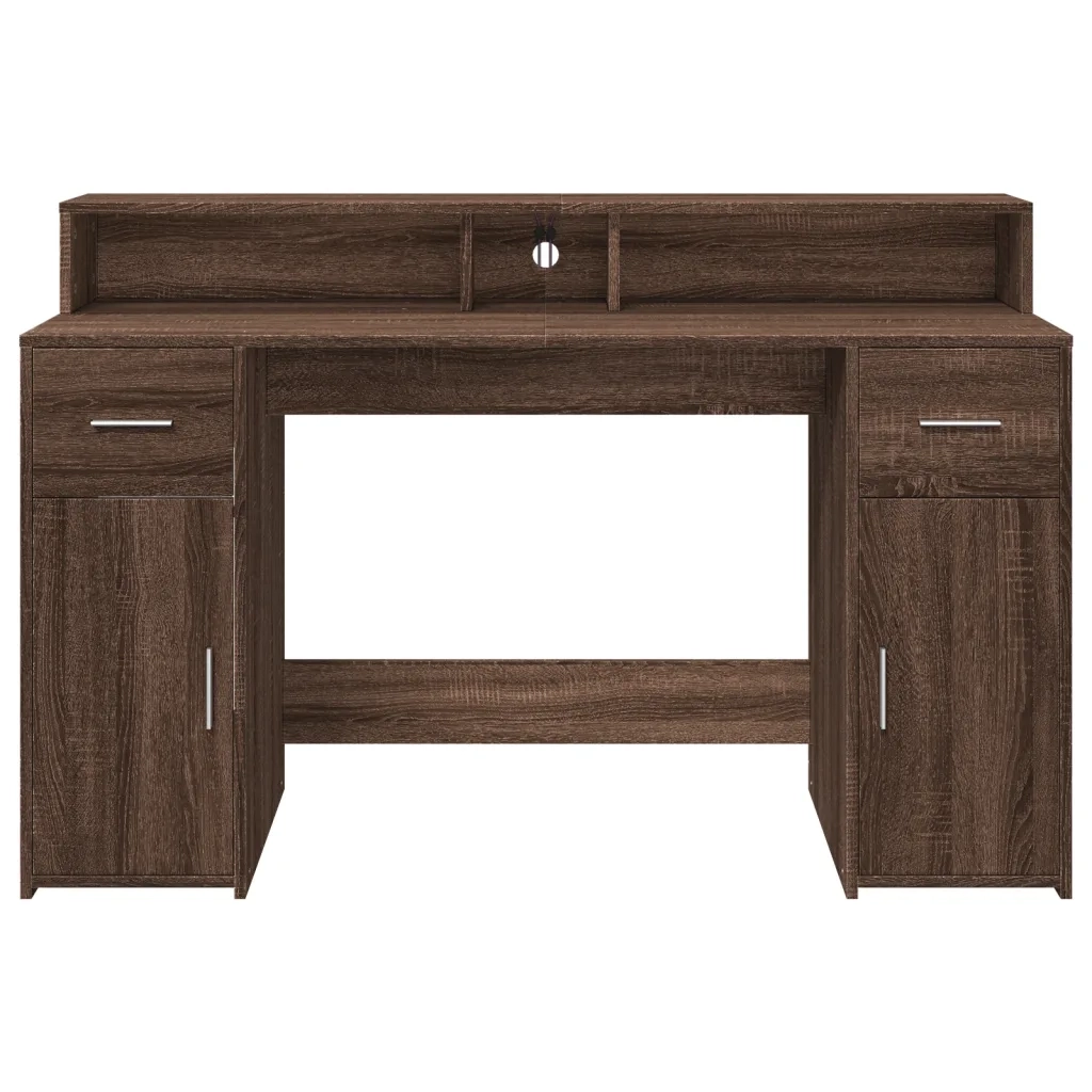 Scrivania con Luci LED Marrone Rovere 140x55x91 cm Multistrato 3309426