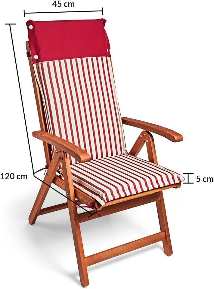 Detex Cuscino con Schienale Sedie Giardino Vanamo Set 6 Cuscini Imbottiti Sdraie Esterno Idrorepellente