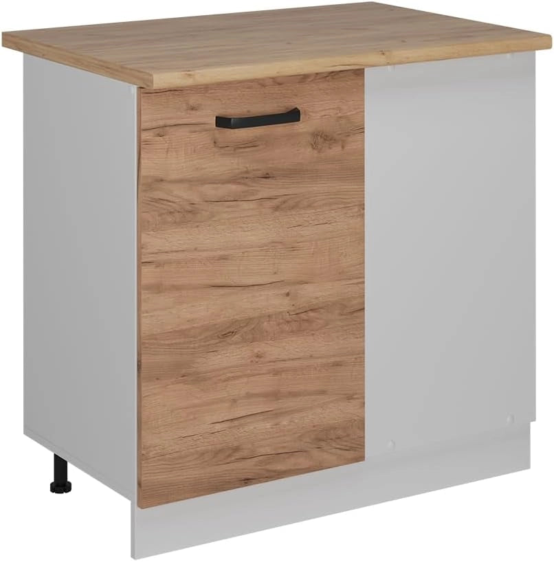 Mobile ad angolo cucina R-Line, Quercia dorata, 86 cm PT Rovere, per la libera combinazione all'interno di sistemi cucina modulari
