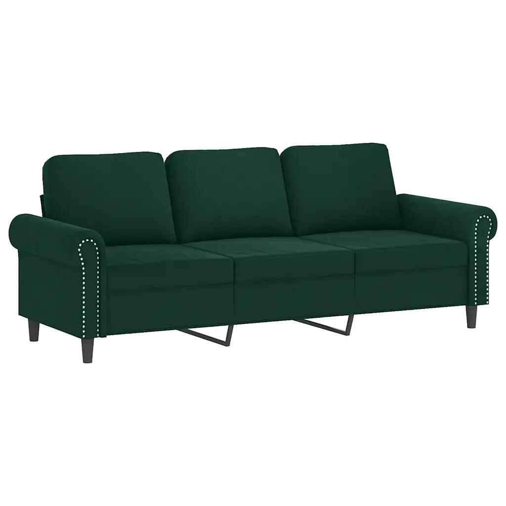 Set di Divani 2 pz con Cuscini Verde scuro in Velluto