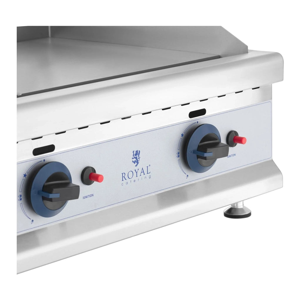 Plancha professionale in acciaio inox a gas naturale 75 cm 2 zone cottura 2 x 3 100 watt (piastra 74,5 x 40 cm, 20 mbar, gas naturale, 50 - 300 °c, liscia, evacua il grasso) 14_0004036