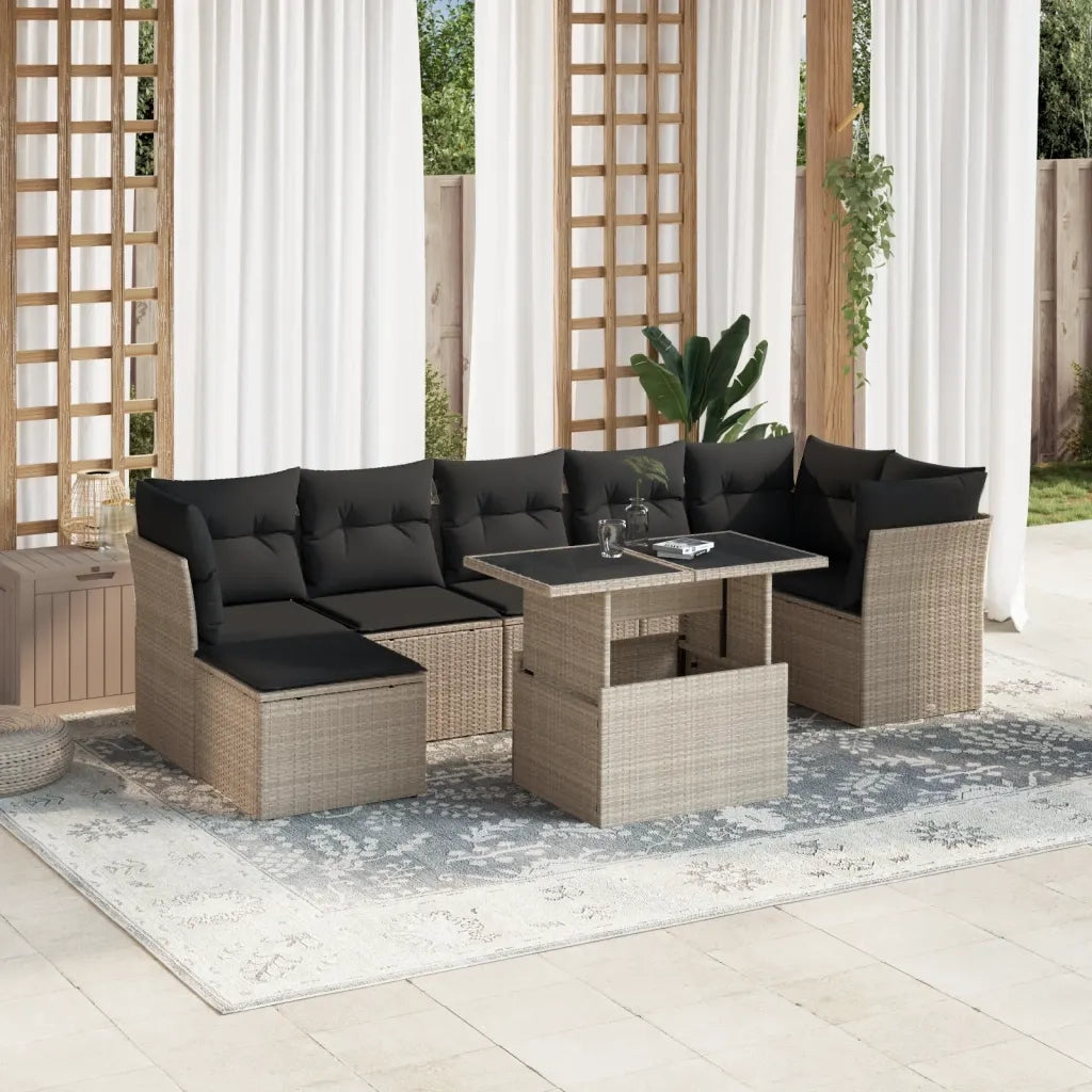 vidaXL Set Divano da Giardino 8pz con Cuscini Grigio Chiaro Polyrattan
