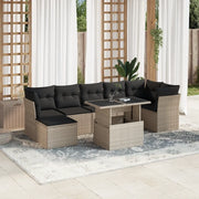 vidaXL Set Divano da Giardino 8pz con Cuscini Grigio Chiaro Polyrattan