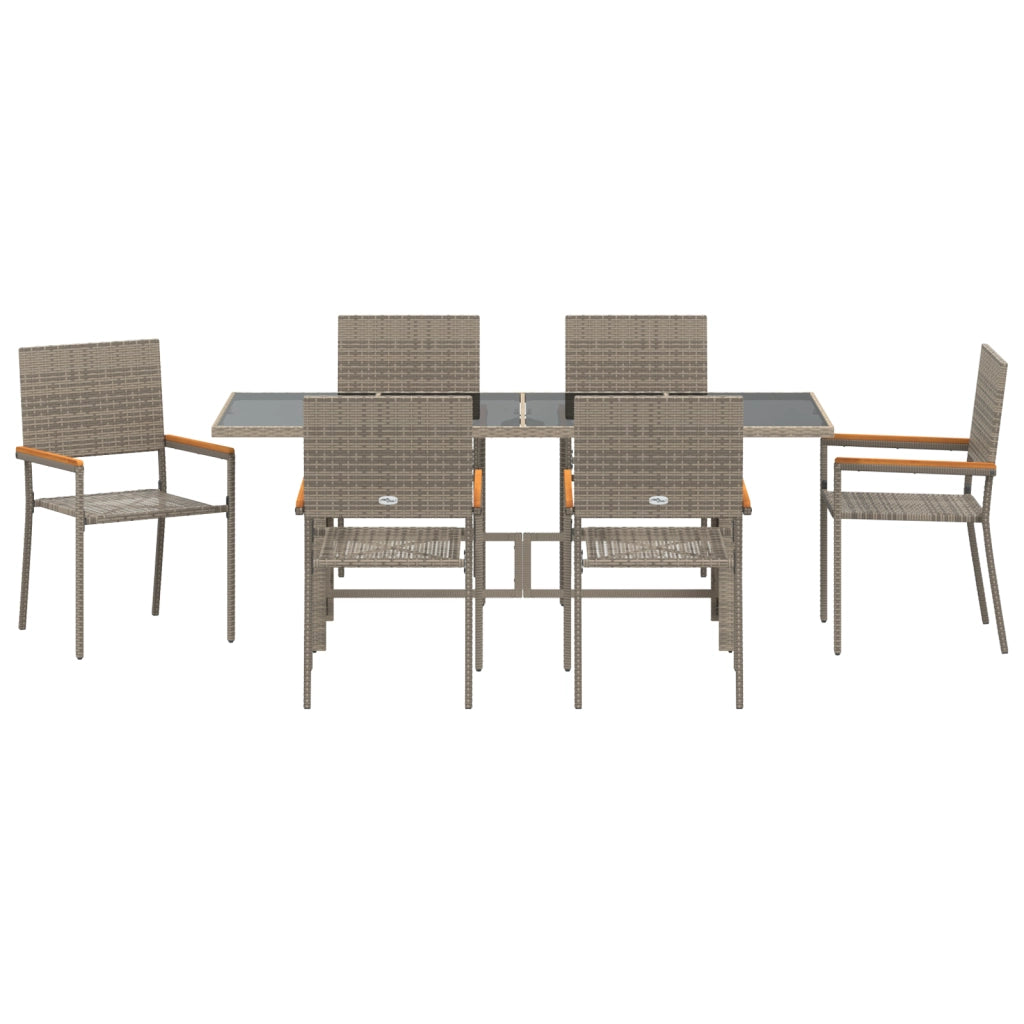 Set pranzo giardino  7 pezzi grigio polyrattan