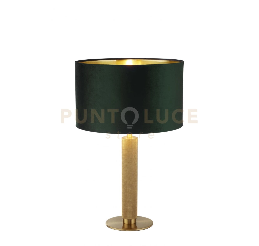 Lampada da tavolo London - Ottone zigrinato e paralume in velluto verde