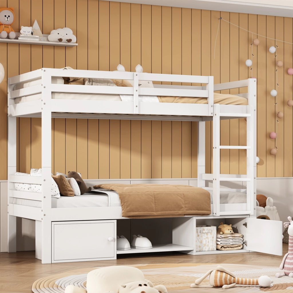 LETTO A CASTELLO 90x200 cm Bianco in Legno massello e MDF divisibile