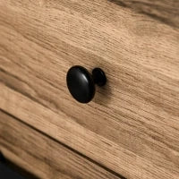 Mobile da Cucina Rustico con 2 Cassetti, Ripiani Aperti e Portabottiglie, Credenza Buffet in Legno e Metallo, 80x39x86 cm, Color legno