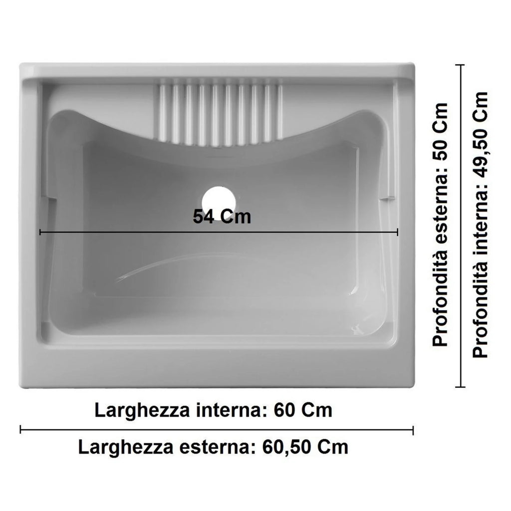 Lavatoio con mobile in PVC colore bianco 60x50 cm mod. Garden