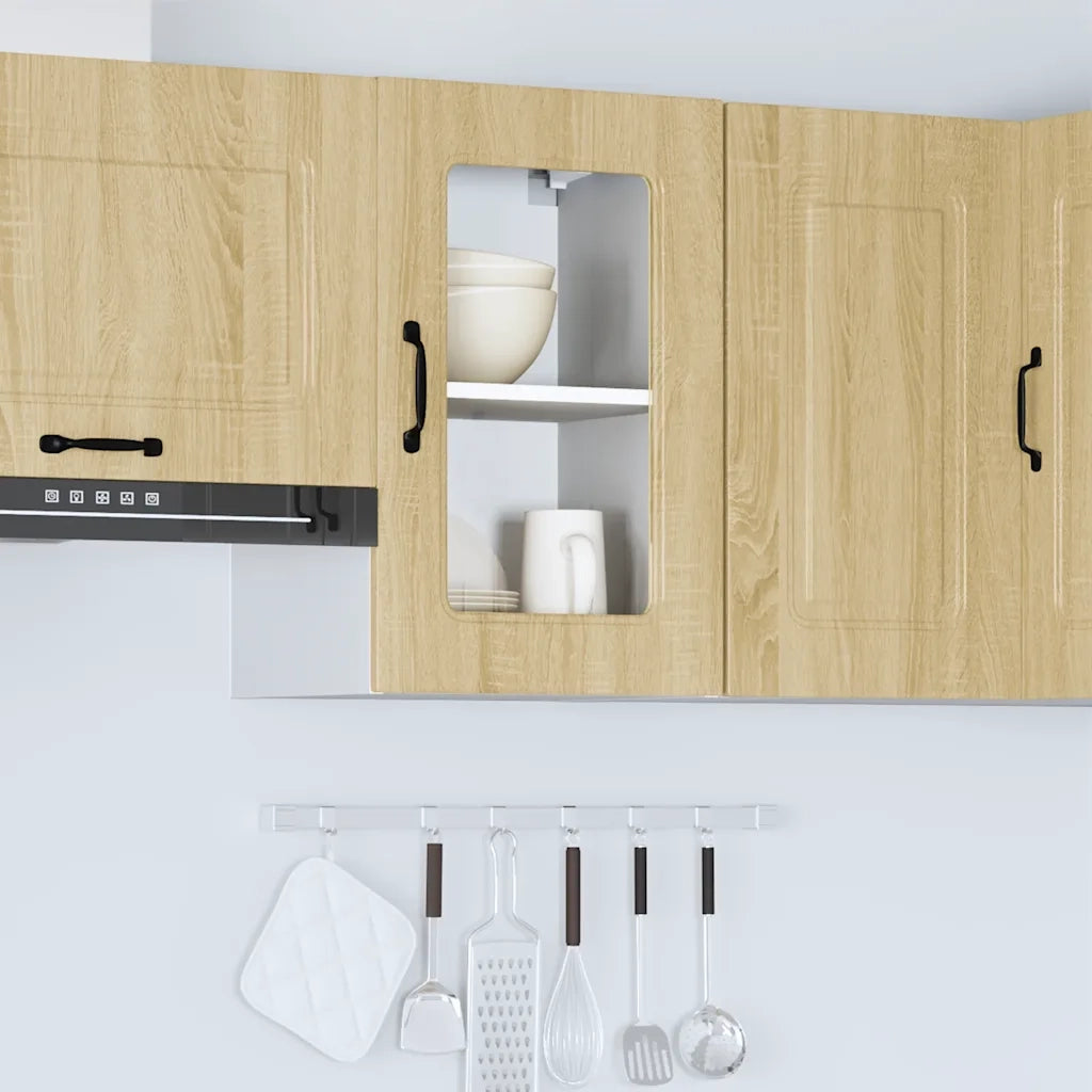 Pensile da Cucina con Porta in Vetro Kalmar Rovere Sonoma 853530