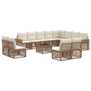 Set Divano da Giardino 13 pcs Beige e Bianco Crema polyrattan