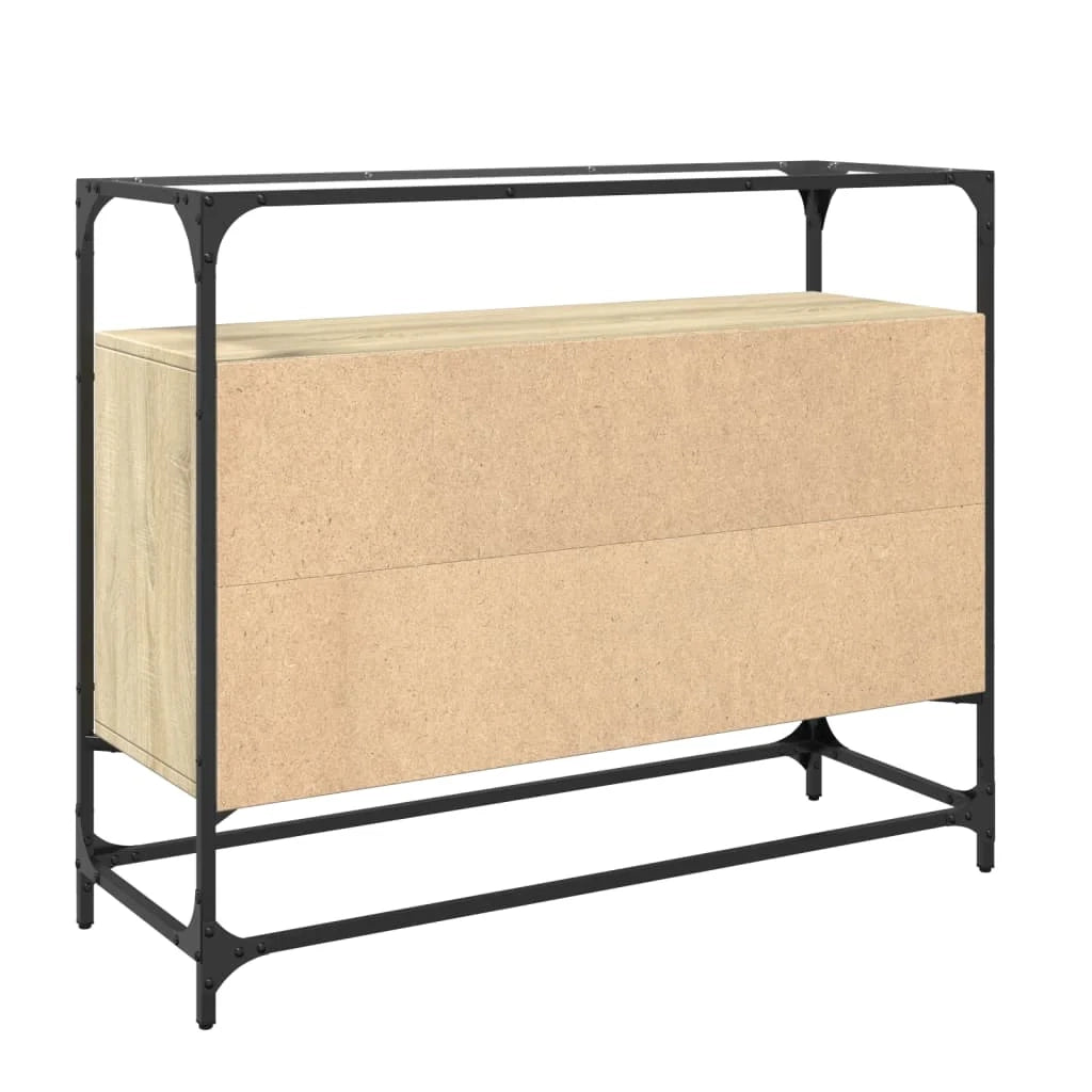 Buffet credenza cassettiera armadio mobile contenitore organizer per cucina soggiorno salotto con piano in vetro Sonoma legno ingegnerizzato marrone 02_0029766