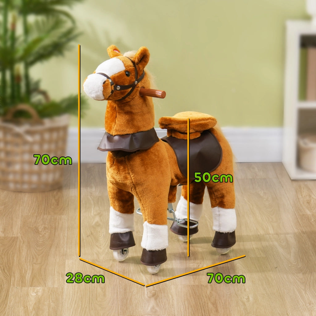 Cavallo a Dondolo con Ruote per Bambini ¨C zephmum ¨C Marrone 70x28x70 cm