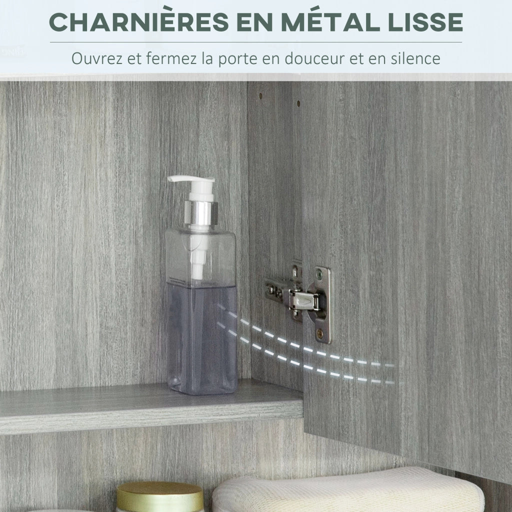 Armadio a specchio bagno con 3 ante ¨C Xylo ¨C grigio 90x15x75cm
