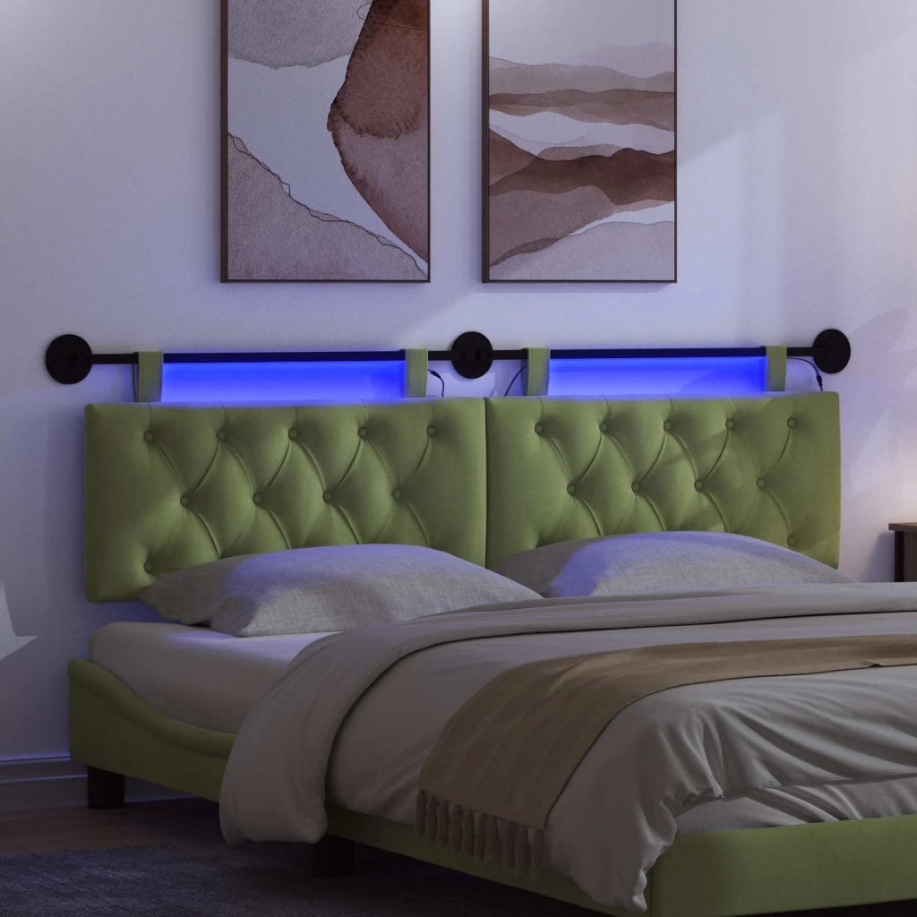 Testiera | Testata sospesa Con luce LED Verde chiaro Velluto