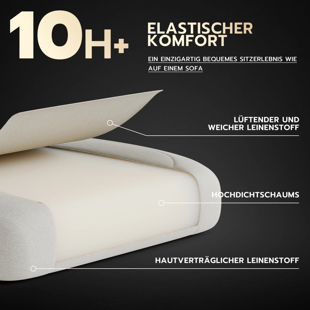Sedia da ufficio ergonomica con poggiatesta supporto lombare braccioli coordinati e poggiapiedi in tessuto bianco