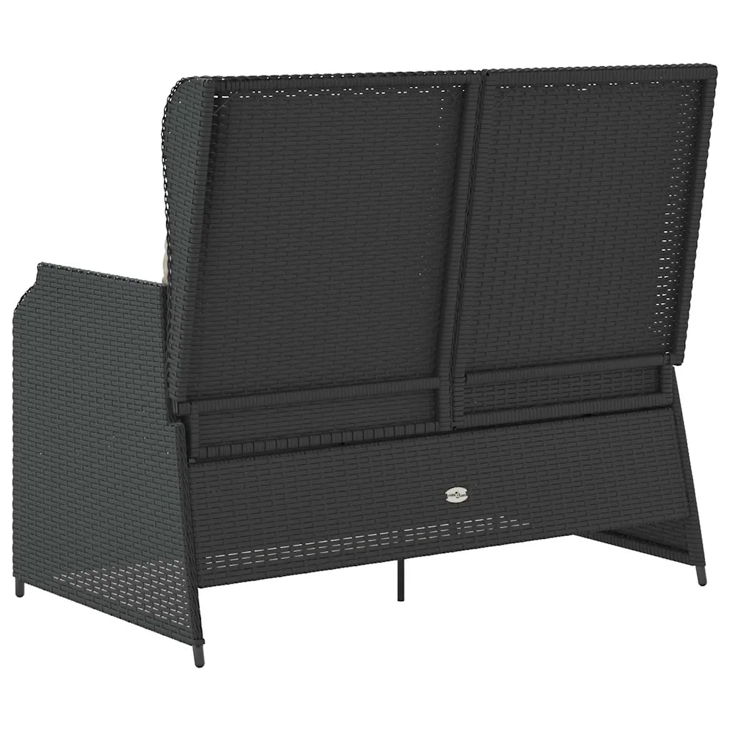 vidaXL Panca Reclinabile da Giardino con Cuscini Nera in Polyrattan