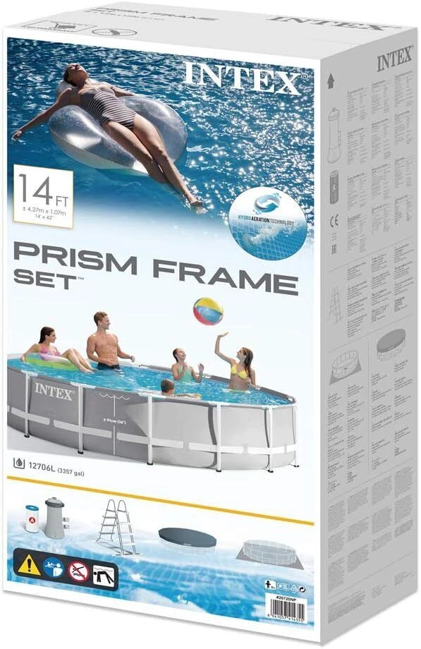 Intex 26720 Piscina Rotonda Fuoriterra Grigio 427X107 cm 427x107 cm Con Pompa Filtro