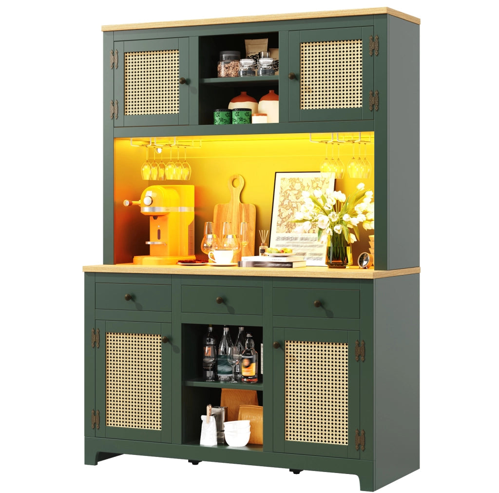 Credenza alta 120x40x180 cm con luci a colori; in MDF; verde antico