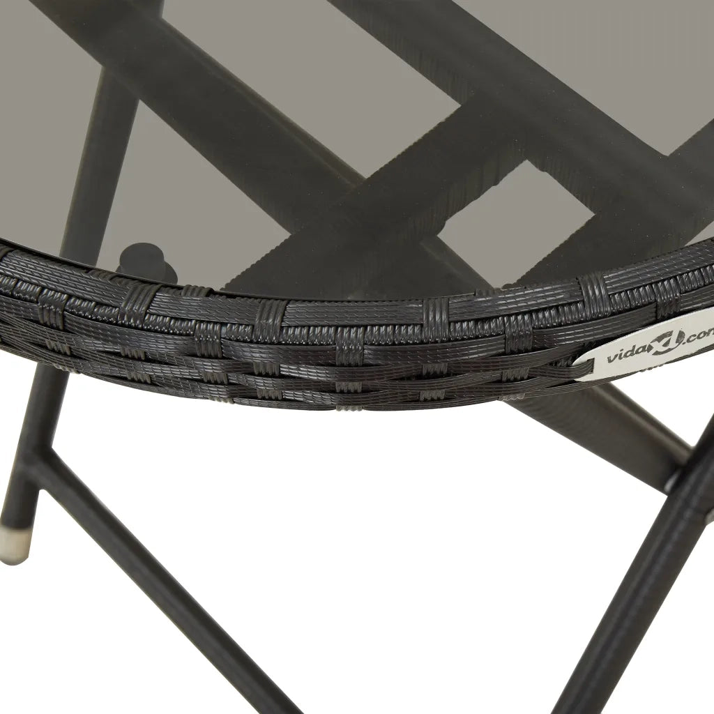 Set da Bistrò 3 pz con Cuscini Nero Polyrattan e Vetro 3278747