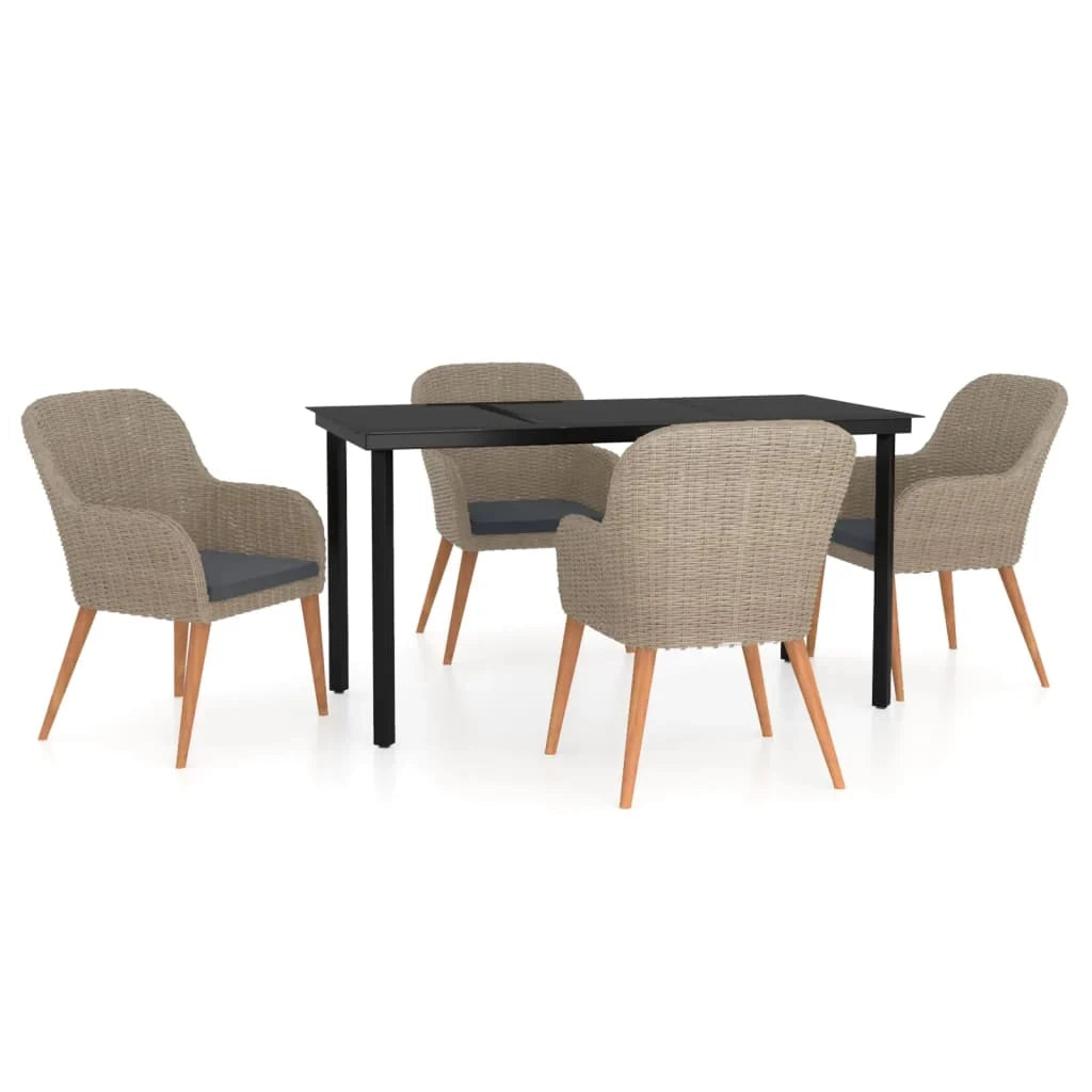 Set da pranzo da giardino marrone da 5 pezzi e cuscini 02_0014629