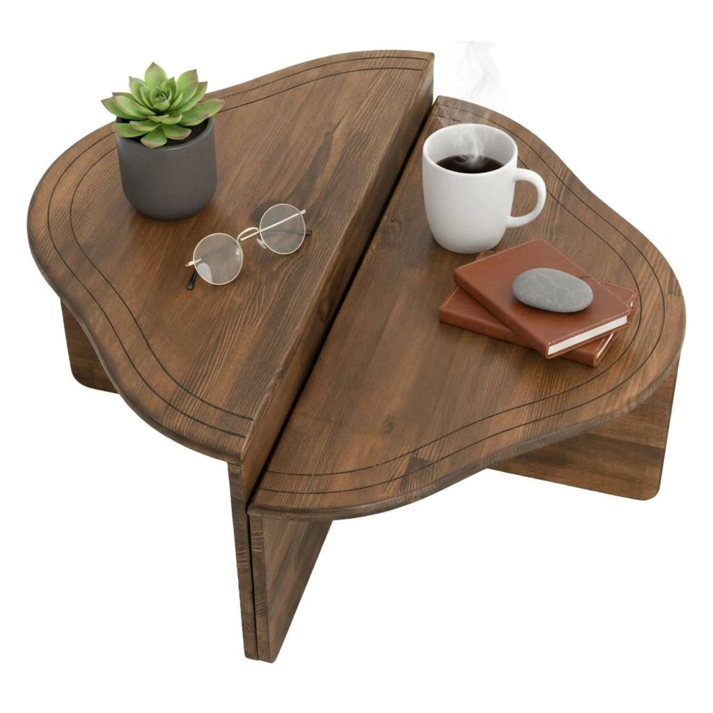 Tavolino da salotto Emiri, Tavolo basso da caffè, Portariviste per divano, Ripiano da soggiorno, 90x90h40 cm, Noce