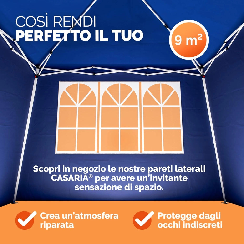 ® Gazebo da Giardino Capri 3x3m Pop-Up Protezione 50+ Impermiabile Tenda a Fisarmonica Blu