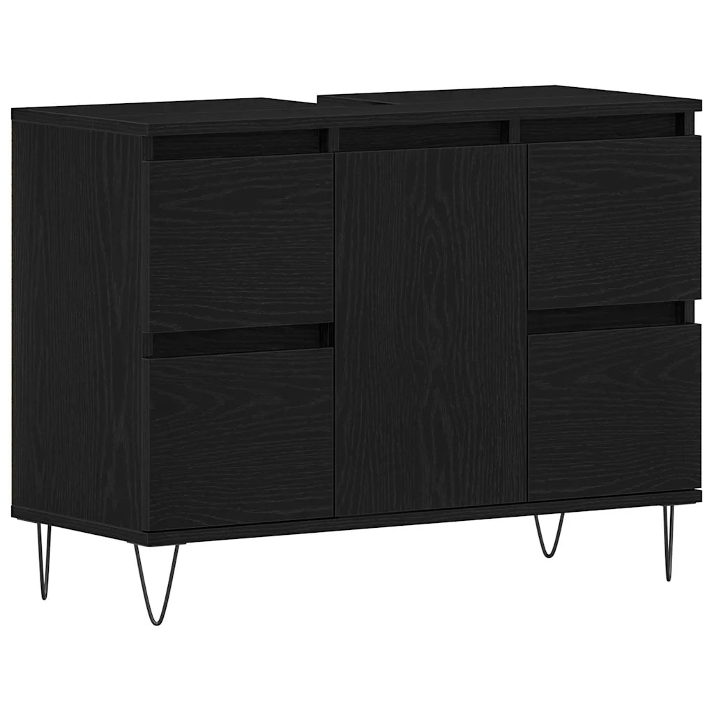 Armadio per Lavabo da Bagno Rovere Nero 80 x 33 x 60 cm 862894