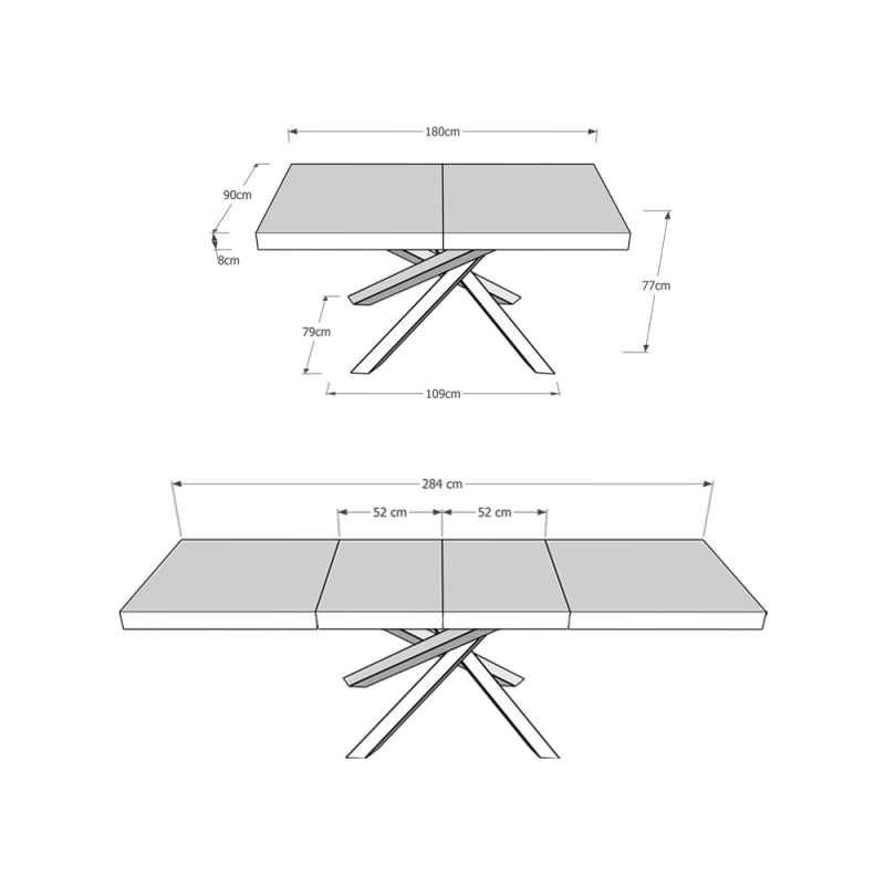 Tavolo allungabile 90x180/284 cm Volantis Premium telaio gambe 4 colori (C) - Quercia Natura