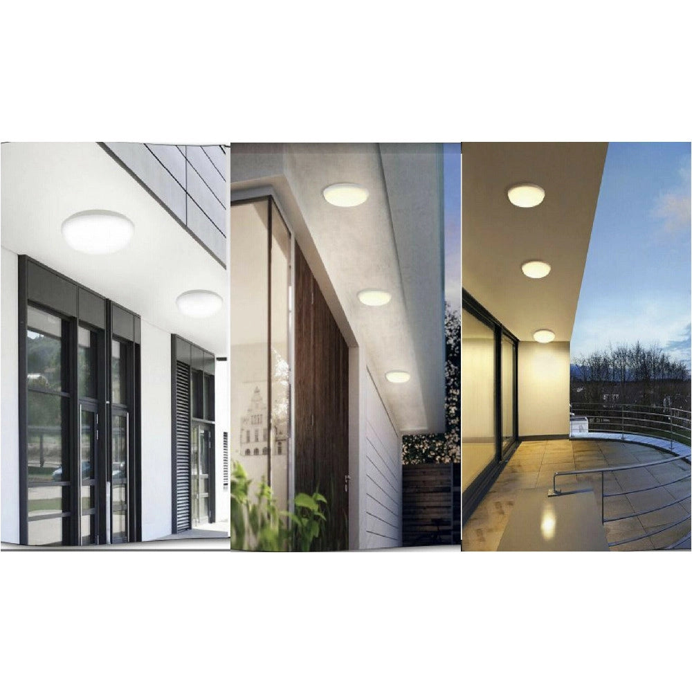 Trade Shop - Plafoniera A Soffitto Da Giardino A Led 24w Luce Fredda Calda Naturale Ip65 Es52 -