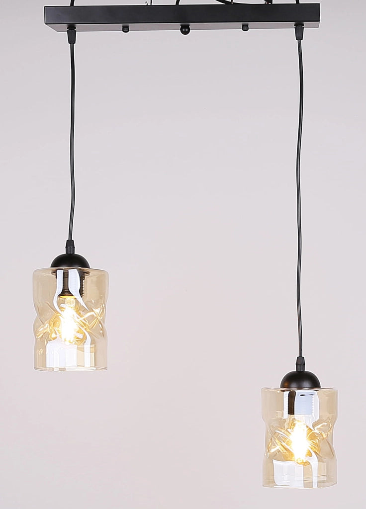 Candellux sospensione FELIS 2 luci E27 vetro ambra nera