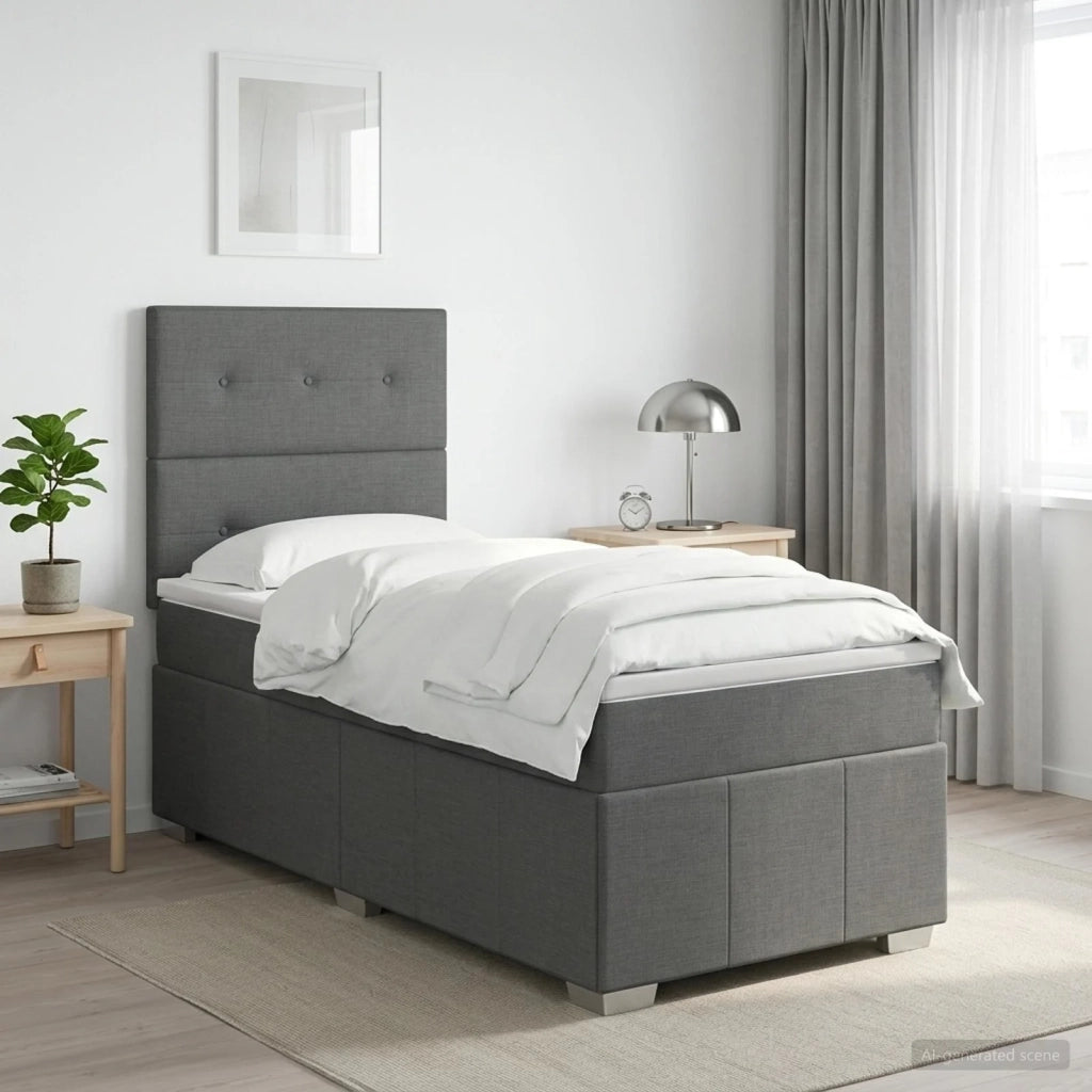 Letto box spring con materasso Grigio Scuro 100 x 200 cm 3454072