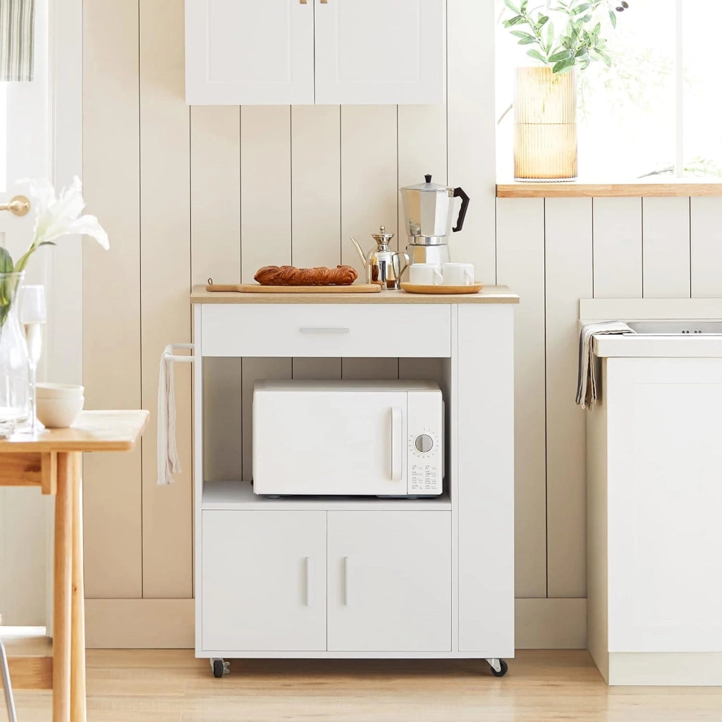 Mobile Cucina Salvaspazio Credenza Cucina Carrello Cucina con Ruote Mobiletto Cucina Dispensa Madia Cucina Mobile Cucina con Ripiani Bianco 82x46x88 cm FKW113‑WN