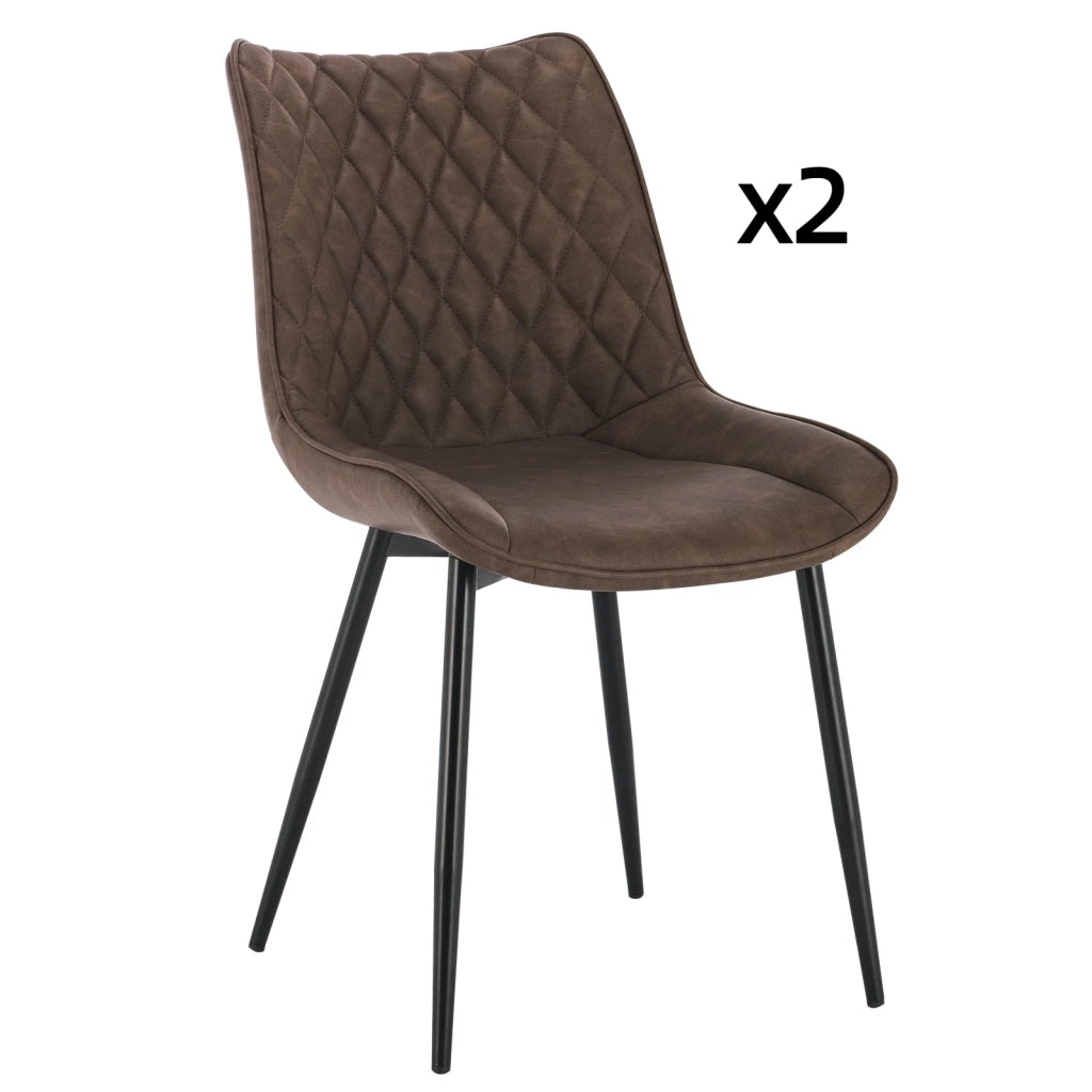 SEDIA da pranzo Set 2 pezzi 85,5 cm Pelle sintetica Marrone