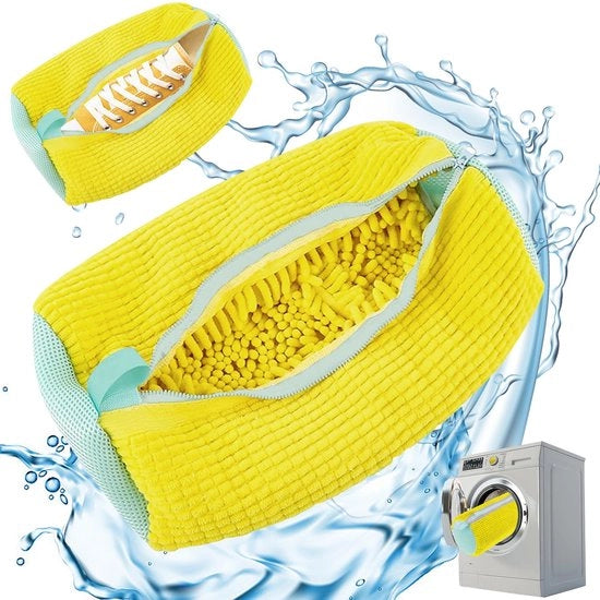Sacchetto per scarpe, sacchetto per lavatrice, sacchetto per scarpe con cerniera, sacchetto per scarpe con cerniera, sacchetto per protezione delle sneakers, sacchetto per scarpe in mesh (giallo)
