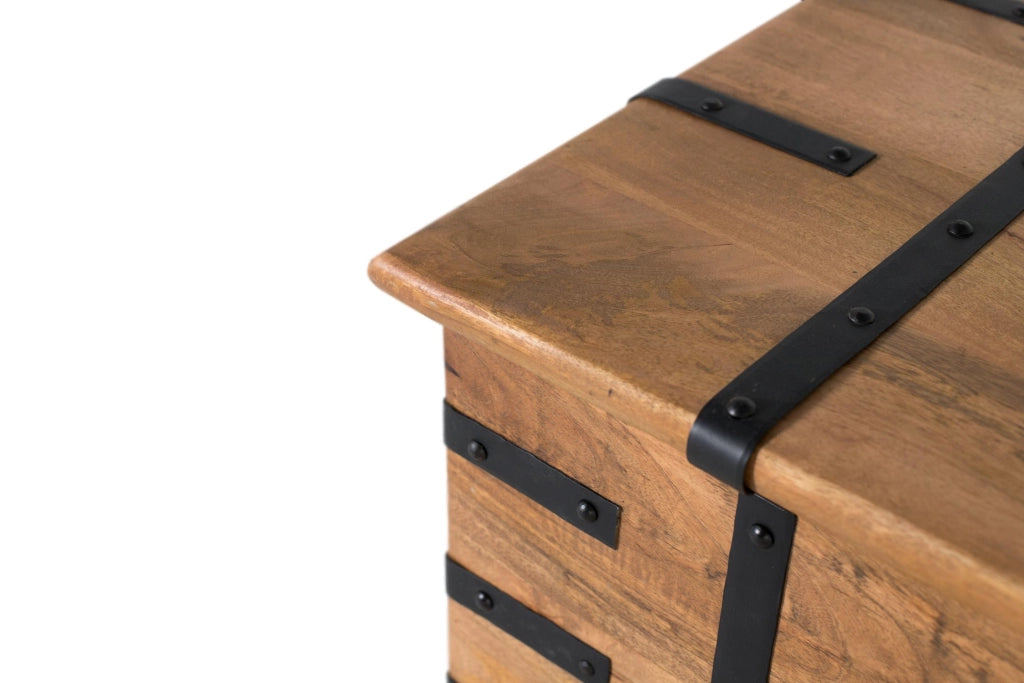 Tavolo baule realizzato in legno massello di mango