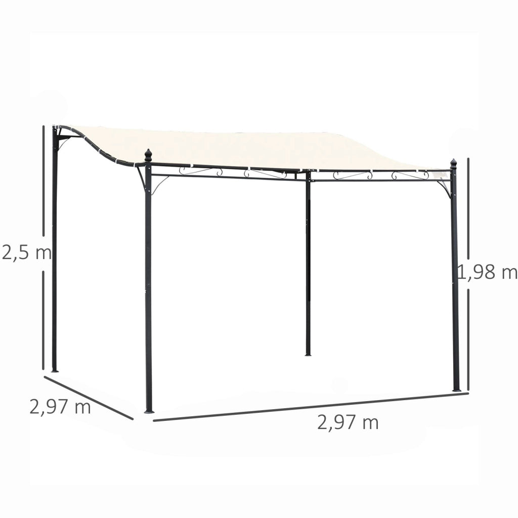 Pergola da giardino adossabile ¨C zephmum ¨C grigio, metallo, poliestere, 300x300 cm