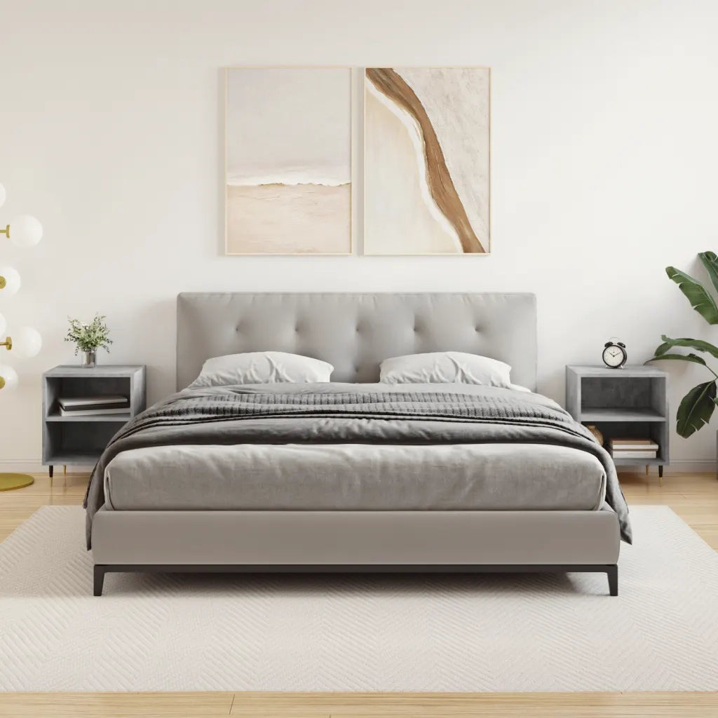 Comodini 2 pz-Set di 2 Tavolino da notte Grigio Cemento 40x30x50 cm in Legno Multistrato 209154