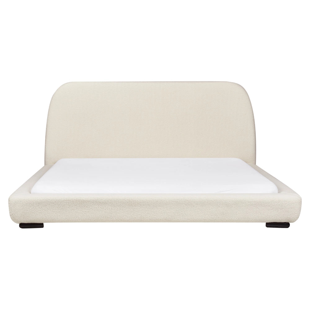 Letto ad acqua Beige Poliestere Boucle Tessuto Imbottito 180 x 200 cm EU King Size Design Classico Tradizionale